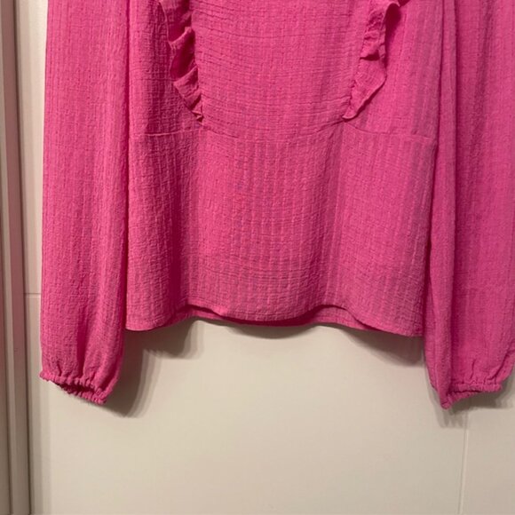 NWOT Vero Moda Pink V-Neck Frill Ruffle Long Sleeve Blouse Top Size Small - Picture 4 of 14